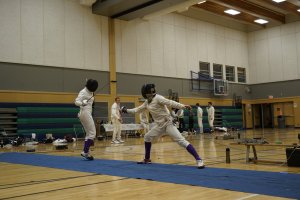 Epee bout, Thea Bridger-Denz vs Caleb McIntosh